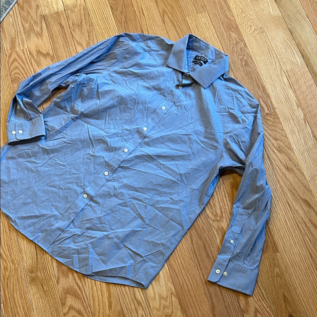 Lauren Ralph Lauren Men's Blue Dress Shirt Slim Fit Performance